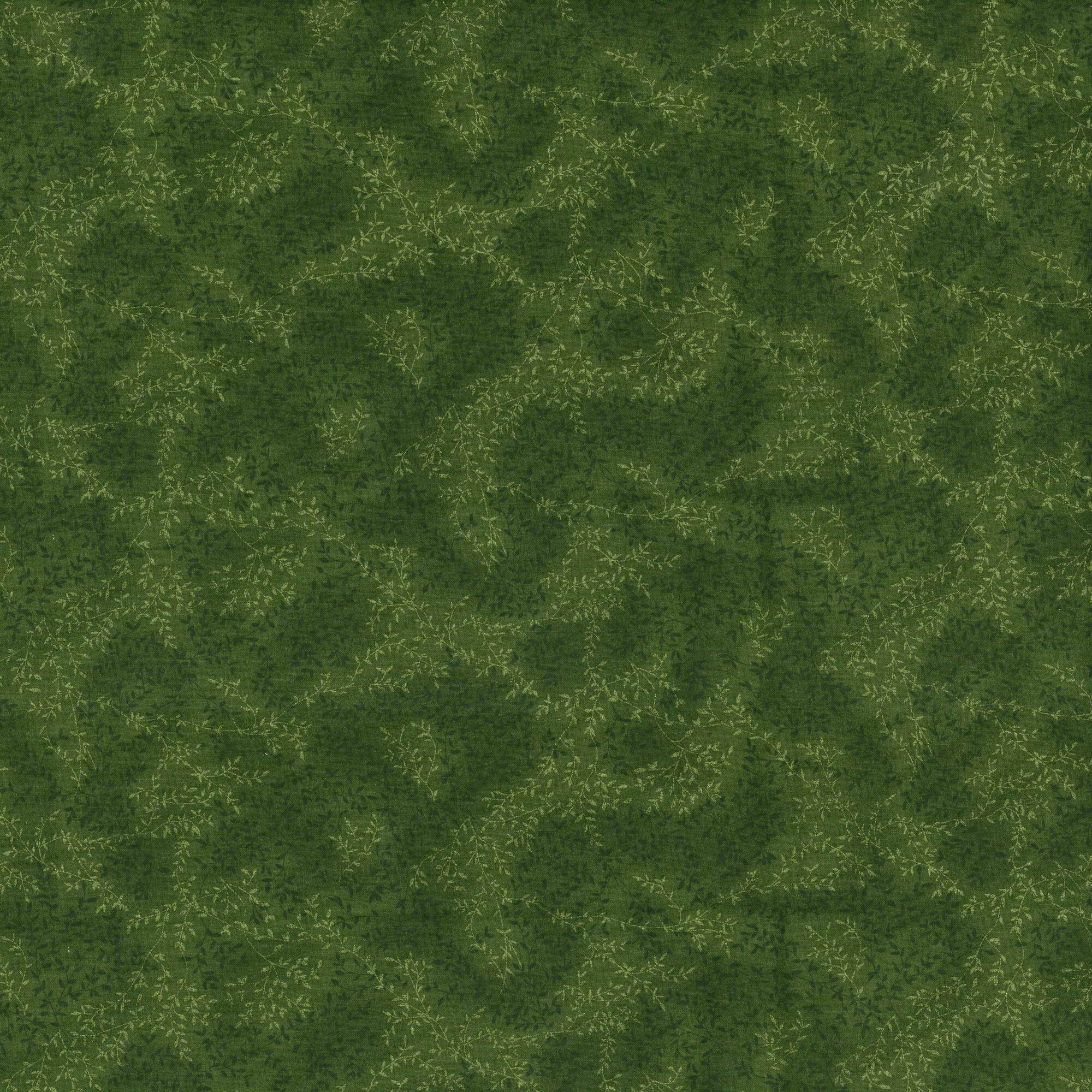 Fabric Traditions Dark Green Tonal Vines Cotton Fabric
